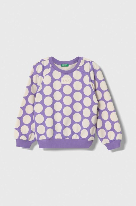 Дитяча бавовняна кофта United Colors of Benetton колір фіолетовий візерунок