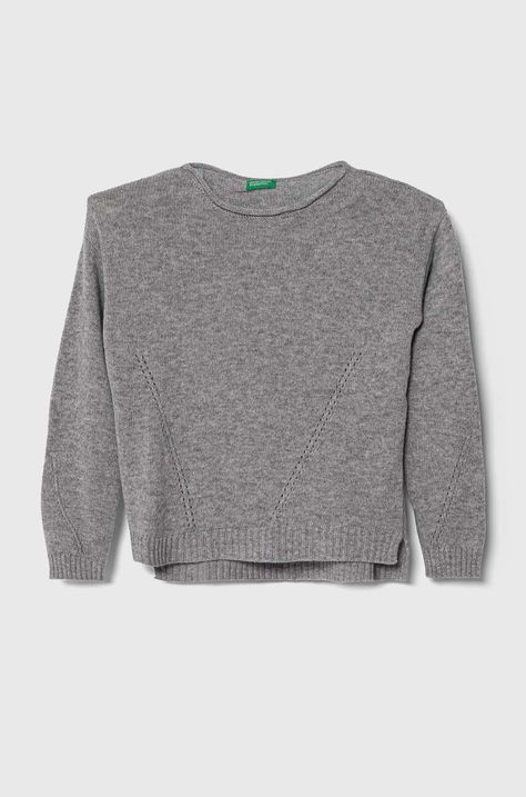 Детский шерстяной свитер United Colors of Benetton цвет серый лёгкий