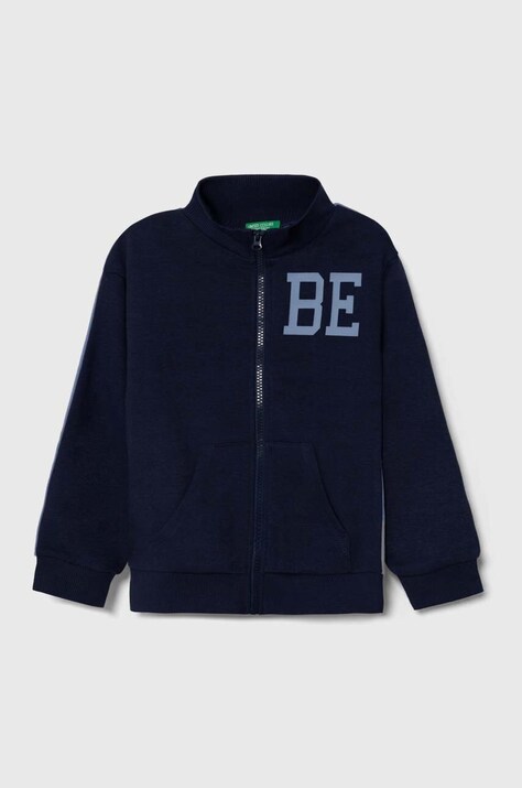 Detská mikina United Colors of Benetton tmavomodrá farba, s potlačou