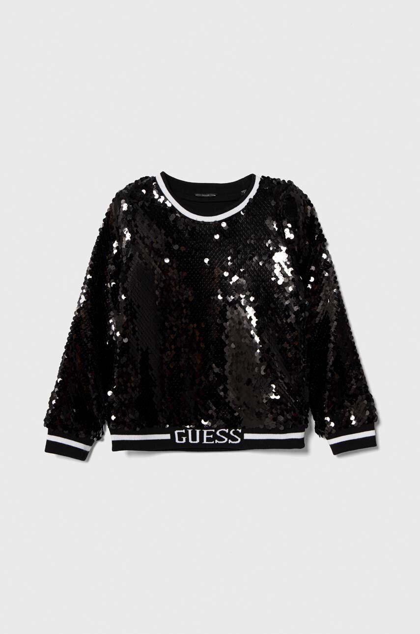 Guess bluza dziecięca kolor czarny z nadrukiem