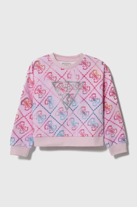 Παιδική βαμβακερή μπλούζα Guess χρώμα: ροζ