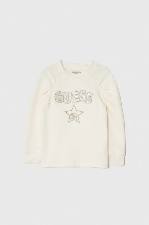 Otroški bombažen pulover Guess bež barva