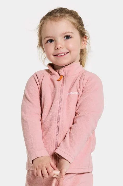 Didriksons bluza dziecięca MONTE KIDS FULLZIP kolor różowy gładka