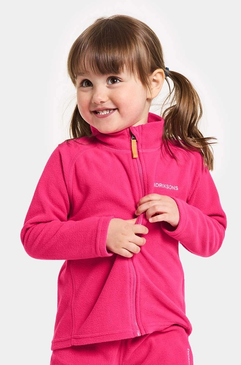 Otroški pulover Didriksons MONTE KIDS FULLZIP roza barva