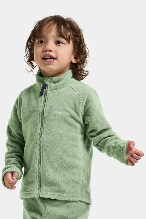 Didriksons Fleece mikina dětská MONTE KIDS FULLZIP zelená 505026