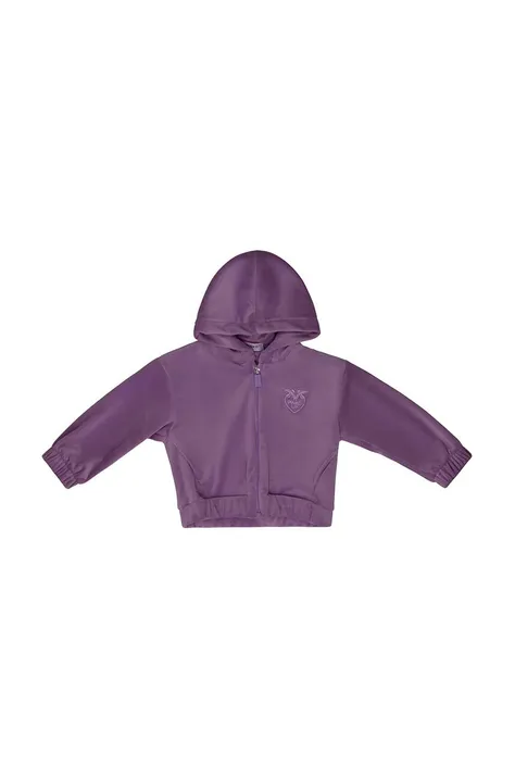Дитяча кофта Pinko Up колір фіолетовий з капюшоном з аплікацією