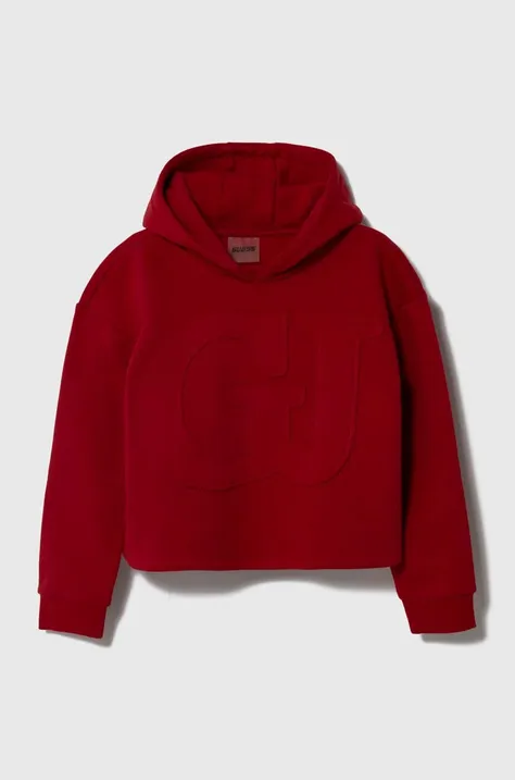 Otroški pulover Guess rdeča barva, s kapuco