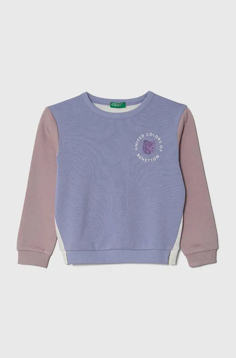 United Colors of Benetton bluza copii culoarea violet, modelator