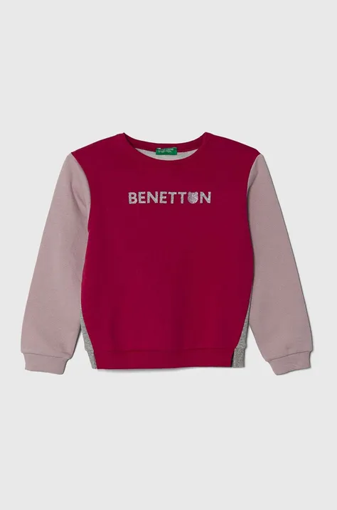 United Colors of Benetton bluza dziecięca kolor fioletowy wzorzysta