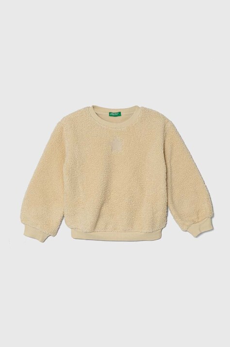 Детская куртка из флиса United Colors of Benetton цвет бежевый с аппликацией