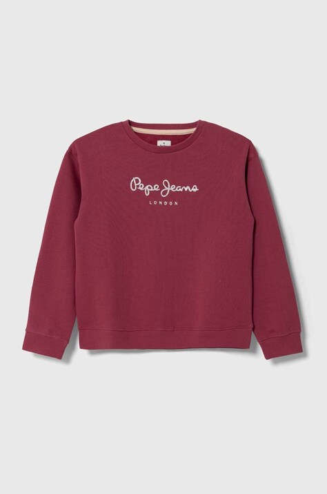 Pepe Jeans hanorac de bumbac pentru copii culoarea bordo, cu imprimeu