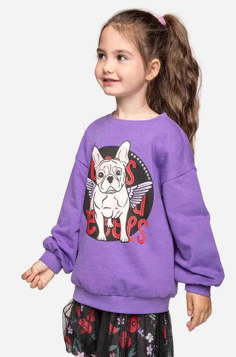 Otroški bombažen pulover Coccodrillo vijolična barva