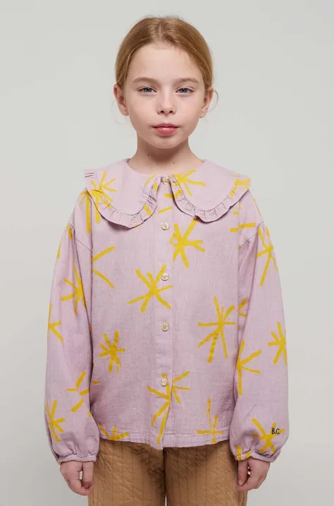 Παιδικό βαμβακερό πουκάμισο Bobo Choses χρώμα: μοβ