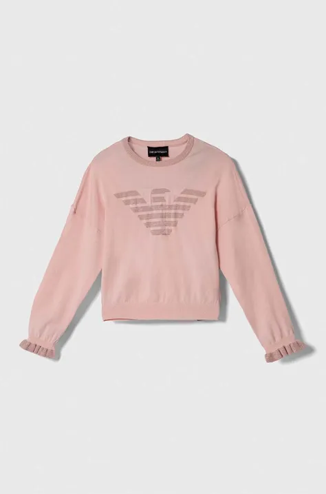 Emporio Armani sweter dziecięcy kolor różowy lekki