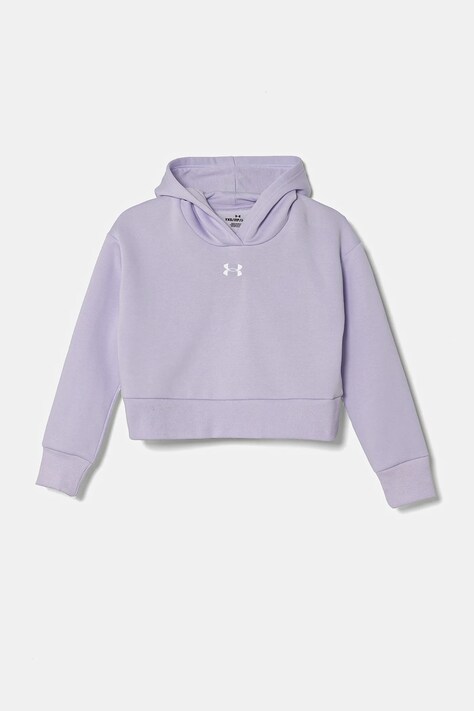 Under Armour bluza copii UA Rival Fleece Crop culoarea violet, cu glugă, melanj