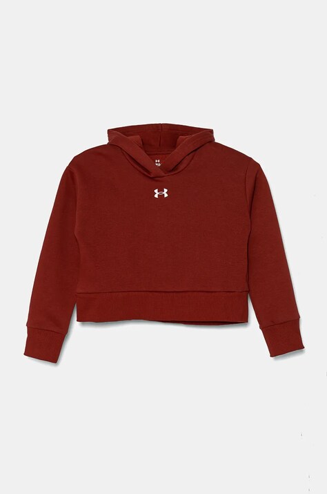 Under Armour bluza copii UA Rival Fleece Crop culoarea bordo, cu glugă, melanj