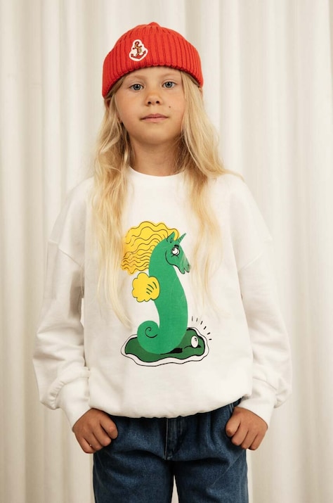 Mini Rodini bluza bawełniana dziecięca kolor biały z nadrukiem