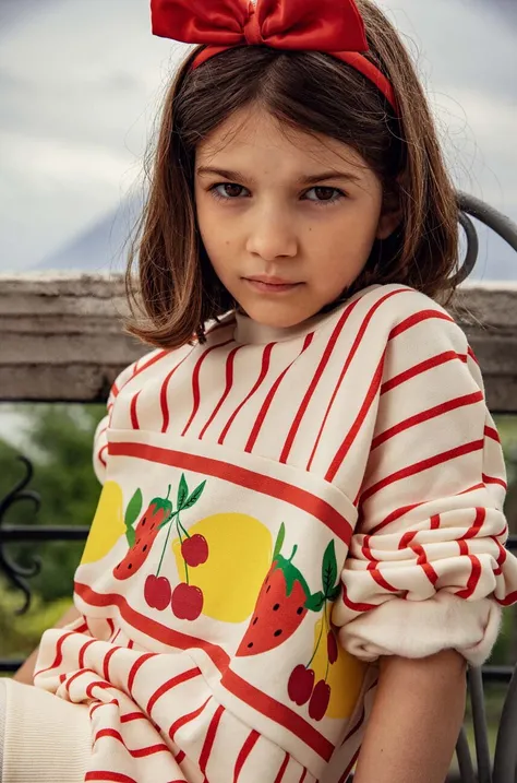 Detská bavlnená mikina Mini Rodini béžová farba, vzorovaná