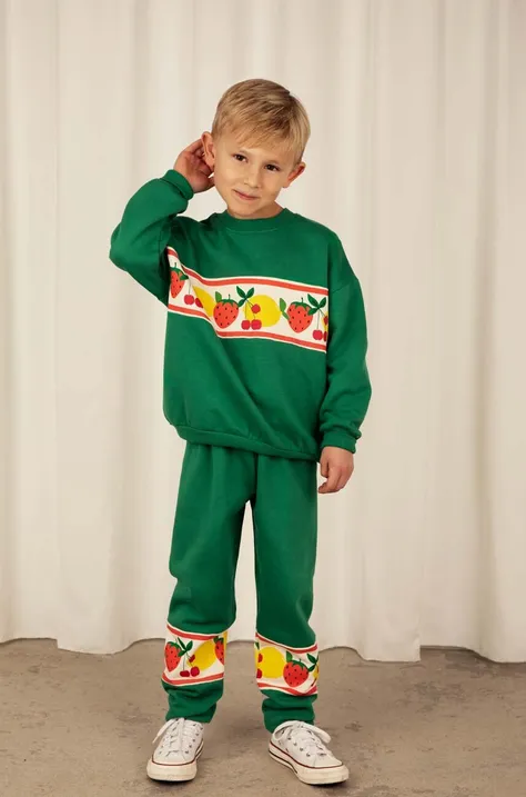 Otroški bombažen pulover Mini Rodini zelena barva