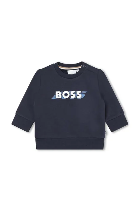 Otroški pulover BOSS mornarsko modra barva