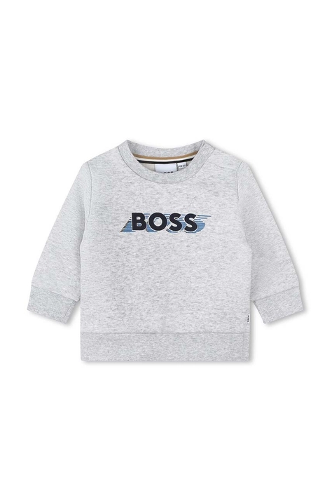 BOSS bluza copii culoarea gri, cu imprimeu