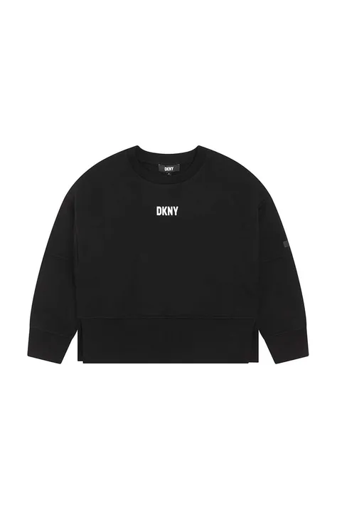 Παιδική βαμβακερή μπλούζα DKNY χρώμα: μαύρο