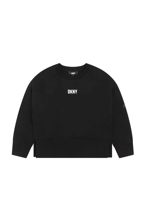 Детская хлопковая кофта Dkny цвет чёрный с принтом