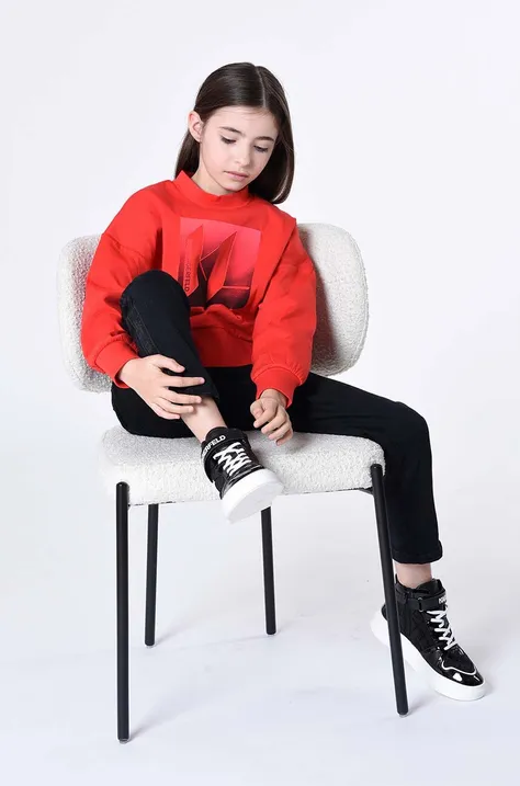 Detská mikina Karl Lagerfeld červená farba, s potlačou