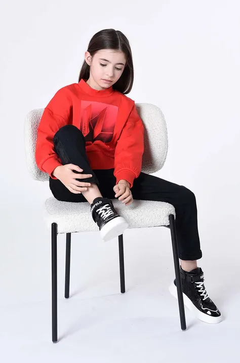 Karl Lagerfeld bluza dziecięca kolor czerwony z nadrukiem