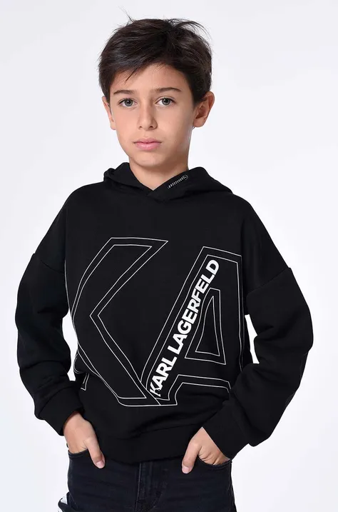 Παιδική μπλούζα Karl Lagerfeld χρώμα: μαύρο, με κουκούλα