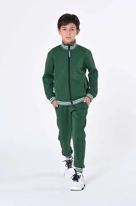 Karl Lagerfeld bluza dziecięca kolor zielony gładka