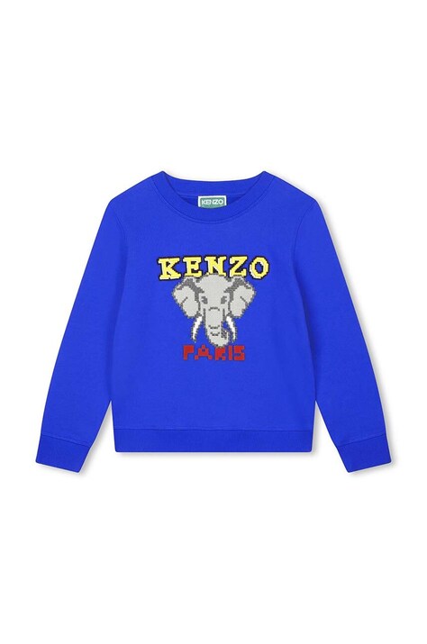 Детски памучен суичър Kenzo Kids в тъмносиньо с принт
