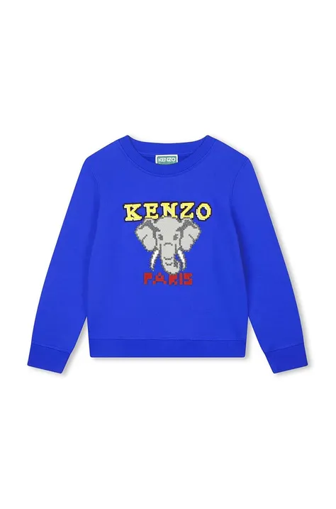 Детская хлопковая кофта Kenzo Kids цвет синий с принтом