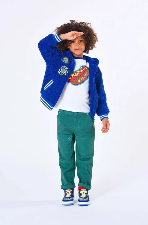 Παιδική μπλούζα Marc Jacobs χρώμα: ναυτικό μπλε, με κουκούλα