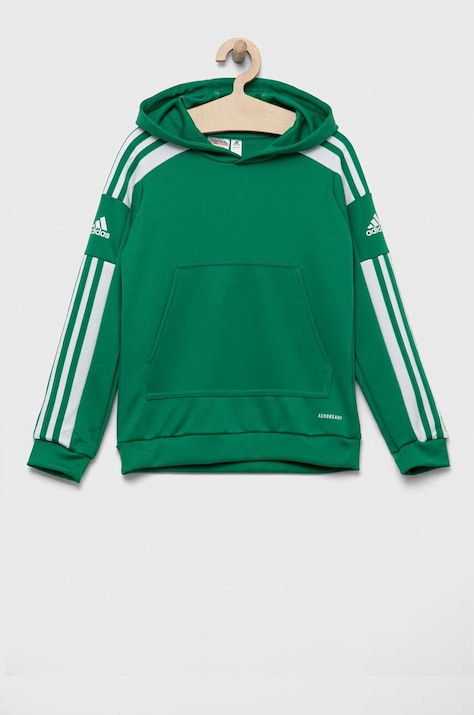 Dječja dukserica adidas Performance boja: zelena, s kapuljačom, s uzorkom