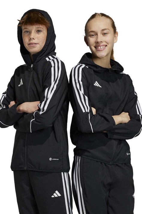 Детски суичър adidas Performance TIRO23 L WB Y в черно с качулка с апликация