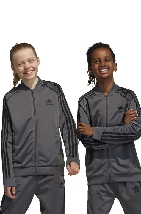 Dječja dukserica adidas Originals boja: siva, s aplikacijom