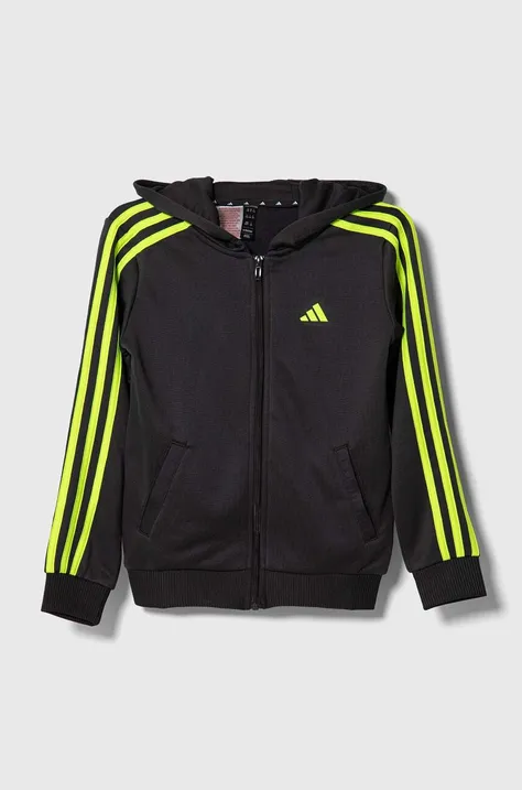 adidas bluza copii culoarea gri, cu glugă, cu imprimeu