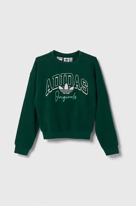 Otroški pulover adidas Originals zelena barva