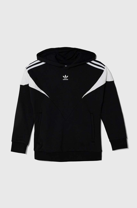 adidas Originals bluza copii culoarea negru, cu glugă, modelator