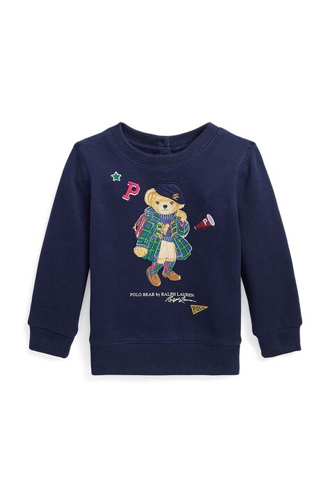 Polo Ralph Lauren bluza bebe culoarea albastru marin, cu imprimeu