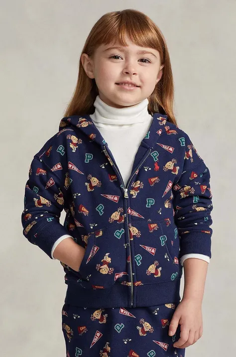 Dječja dukserica Polo Ralph Lauren boja: tamno plava, s kapuljačom, s uzorkom