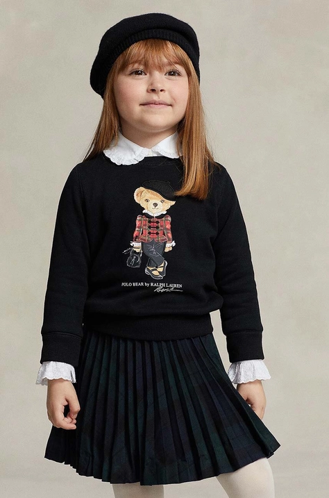 Polo Ralph Lauren bluza copii culoarea negru, cu imprimeu