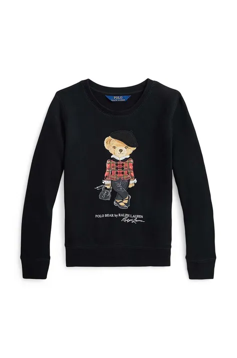Polo Ralph Lauren bluza copii culoarea negru, cu imprimeu