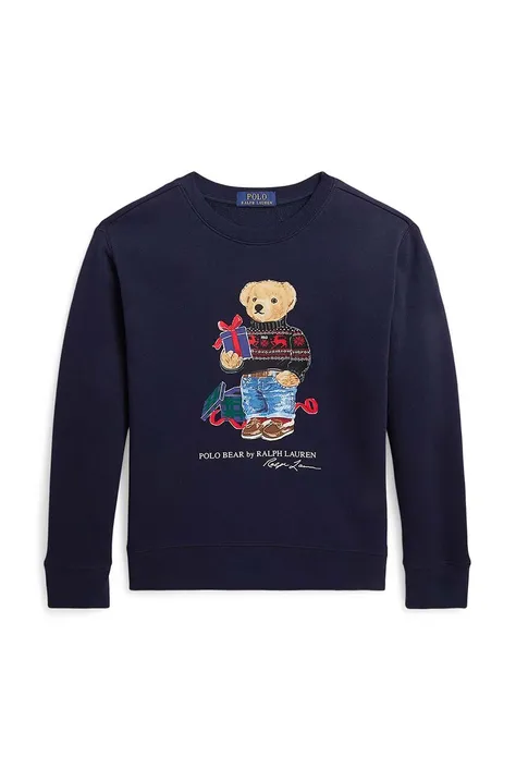 Polo Ralph Lauren bluza copii culoarea albastru marin, cu imprimeu