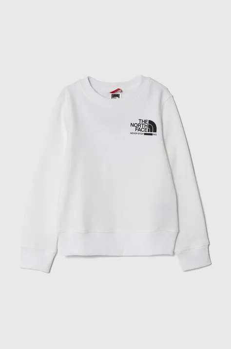 The North Face bluza bawełniana dziecięca GRAPHIC CREW 2 kolor biały z nadrukiem
