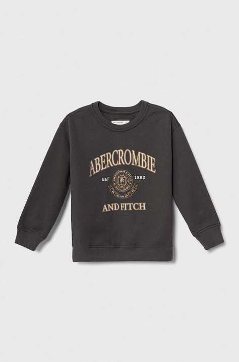 Детски суичър Abercrombie & Fitch в сиво с принт