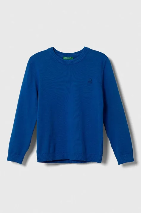United Colors of Benetton sweter bawełniany dziecięcy kolor niebieski lekki
