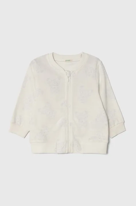 Bombažen pulover za dojenčka United Colors of Benetton bela barva