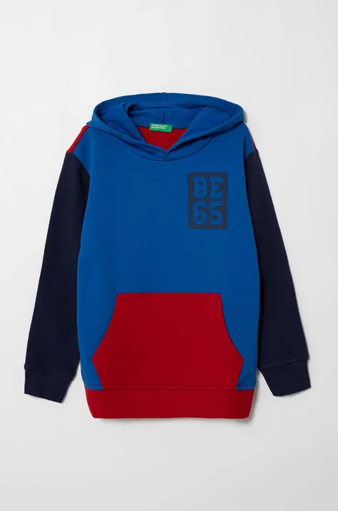 Otroški bombažen pulover United Colors of Benetton s kapuco